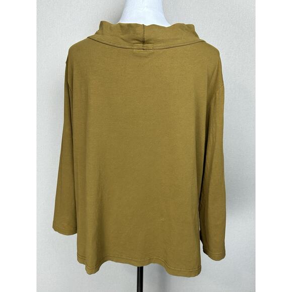 Iridium Top Womens Sz XL 95% Cotton Lagenlook Tee Mustard Yellow Oversized Boxy - Picture 5 of 12
